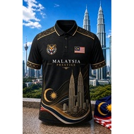 2026 Malaysia Independence Day 69th Anniversary Tiger T-shirt polo Men's Casual Fashion Gift Large S
