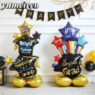 YUMEIREN Graduation Balloon, Black Gold Large GRAD Foil Balloon, Fuuny Standing Background Multifunc