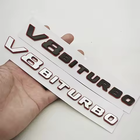 ABS New Logo V8 BITURBO Badge Letters Sticker Car Fender Emblem for Mercedes C63 E63 SL63 GLC63 G63 