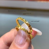 ring cincin 5G Gold Color Sand Gold Plated 999 Crushed Ice Ring Men Women Couple Ring Plain Ring Ind
