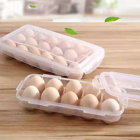 1/2pc 10Grids Egg Storage Box with Lid Kitchen Refrigerator Egg Container Fridge Eggs Organizer Tray