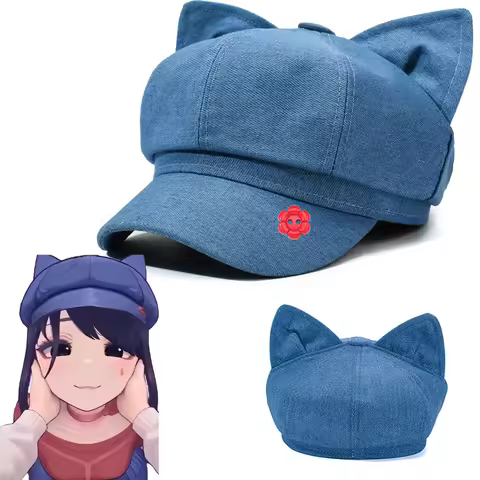 Crazy Mita Cosplay Game MiSide Cute Cat Ear Sweet Octagonal Hat Role-playing Blue Beret Women Hallow