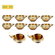 Alloy Metal for Diwali Decoration Oil Lamp 10 Pcs Kuber Diya for Diwali Diya Vilakku for Puja Pooja 