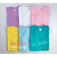 Premium Quality 100% Soft Cotton Kids Boy Girl Plain Round Neck Short Sleeve T-Shirt Baju Kosong Budak Lelaki Perempuan