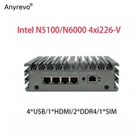 Fanless soft Router 4xi226-V 2.5G LAN Intel Celeron N5100 N6000  Mini PC with 4 LAN DDR4 M.2 SSD NVM
