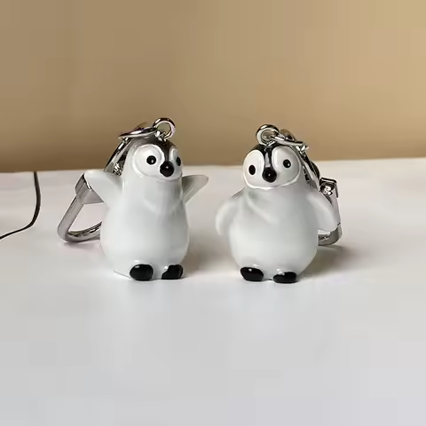 Cute 3D Small Penguin Animal Keychains Key Ring For Women Men Kids Gift Resin Kawaii Pet Pendant Bag