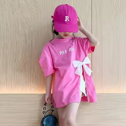 Summer Girls T-shirt Fashion Short Sleeve Girl Clothes Teenage Kids Tops Children Clothing Toddler G