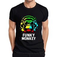 Funky Monkey Headphones Sunglasses Music Dj Retro Colourful Streetwear Mens T-Shirt