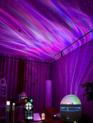 1入組LED星星投影機海浪和星雲夜燈房間旋轉星星投影機燈臥室浪漫裝飾派對裝飾