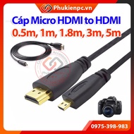 Micro HDMI to HDMI cable 0.5M 1M 1.8M 3M 5M for cameras, laptops, camcorders, Go Pro, Tablet, phones