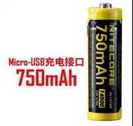 Nitecore NL 1475R 750mAh 14500 3.7V USB 鋰電池 USB充電電池