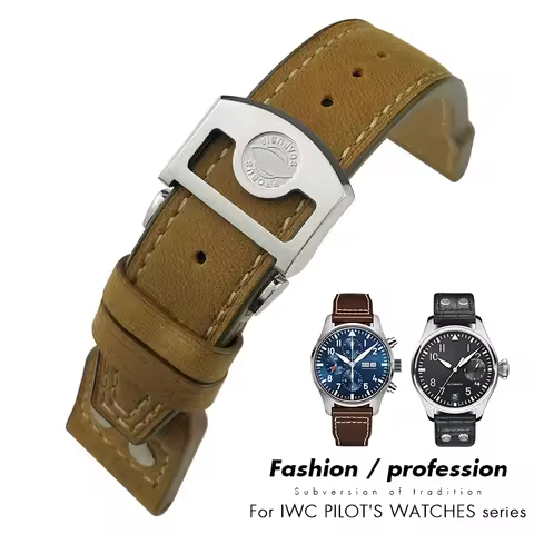 20mm 21mm 22mm Thicker Leather Rivets Watchband for IWC Big Pilot Watch IW5009 Spitfire IW3777 Le Pe