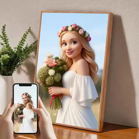 1PC Custom Photo Anime Style Canvas Print Personalized A4/A3 Size 40x50cm Portrait Home Decor Birthd