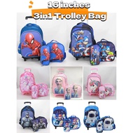 School trolley bag 16inch KIDS CHARACTER TROLLEY BAG PACK SET