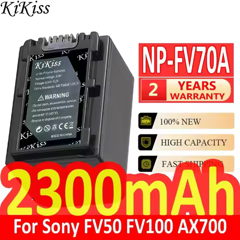 KiKiss Battery 2300mAh NP-FV70A NPFV70A For Sony FV50 FV50A FV100 AX700 AX45 60 AX100E AXP55 EAX40 C