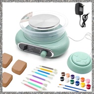 (PQAT) Mini Pottery Wheel4.7-Inch Pottery Wheel for Teen and Adult Beginners 3 Lbs Air-Drying ClayHo