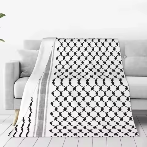 Palestinian Hatta Kufiya Folk Wool Blanket Palestine Arabic Keffiyeh Design Creative Throw Blanket f