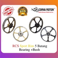 Corva Motor Sport Rim RCS 588 5 Batang Wave 100/Wave 125/EX5/LC 135/Kriss/Wave 110 (Black/Gold)