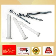 readystock 3" nylon wall plug wt wing Anchor plug wall plug pvc plug nail screw #8 X 3