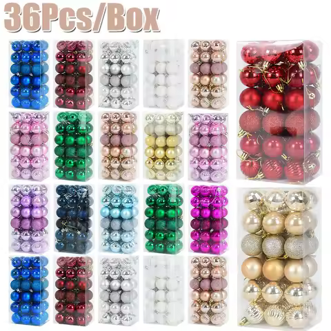 36Pcs/Box Golden Red Christmas Tree Balls Decor 4cm Xmas Tree Ball Christmas Decorations For Home Ne