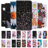 Flip Wallet For Huawei Y5 Y6 Y7 2018 Y9 Prime P Smart Z 2019 2020 2021 Y7a Leather Shockproof  Card Slot Holder Cartoon Pattern Painting  Case Cover