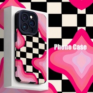 1 Ốp lưng điện thoại mềm bảo vệ bằng da giả họa tiết caro vá dọc phong cách Y2K tương thích với Appl