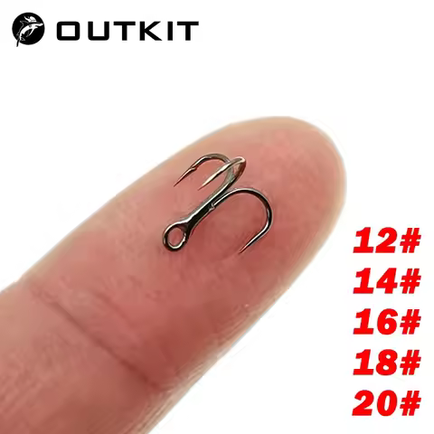 OUTKIT High Quality 5pcs/box 2xStrengthen Micro Small Origin Steel Alloy Sharp Lure Treble Hook 12-2