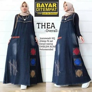 Thea Overall Rok Jeans Wanita Terbaru - Jumpsuit Jeans Jumbo XXL Setelan Kaos - Gamis Maxy Jeans Non