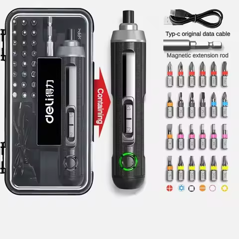 DELI 3.6V Electric Screwdriver Set Portable Automatic Rotational Repair Tool with LED Light for PC R