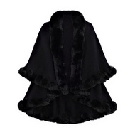 Women Cape Shawl with Fur Collar Soft Warm Wrap Double Layer Knit Cardigan Acrylic Warm Poncho for F