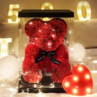 智汇 七夕情人节礼物送女友女朋友永生花玫瑰花熊礼盒浪漫惊喜女生生日礼物女送老婆爱人情侣表白鲜花 520朵玫瑰花熊40cm++灯串+礼盒+贺卡