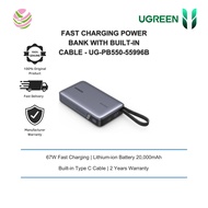 UGREEN 20000MAH 67W FAST CHARGING POWER BANK WITH BUILT-IN CABLE - UG-PB550-55996B