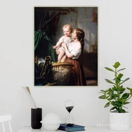Fritz Zuber-Buhler "Amiring The Baby" Oil Painting on Canvas Aesthetic Decorative Art Wall Decoratio