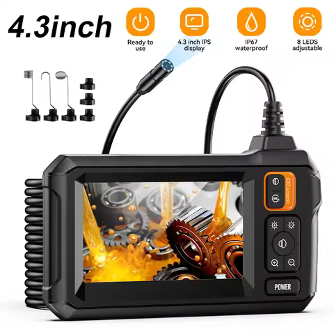 Industrial Endoscope Camera 4.3inch IPS Screen 8mm HD1080P IP67 Waterproof 8 LED Light Inspection Bo