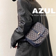 ✨Goyard 深藍色老花郵差包 99新有購證💙