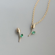 Yes✨S925 silver necklace gold-plated rose necklace ins exquisite pendant necklace zircon clavicle ch
