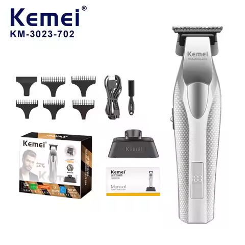 Kemei 3023-702 Zero Gapped Cordless Hair Trimmer Professional Hair Clipper Men Barber Rechargeable F