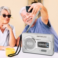 FUN~AM FM Transistor Radio DSP Chip Portable Pocket Mini Radio With Loudspeaker Headphone Jack Silver Gray