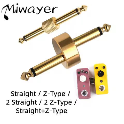 Miwayer 1/4 Guitar Pedal Connectors 6.35mm Gold Plug, Straight/Z Type Audio Coupler, 2Straight/2Z/St