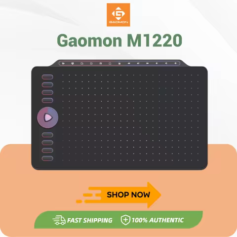 GAOMON M1220 12 Inch Drawing Graphic Tablet 8192 Levels with 8 Express Keys & 13 Multimedia Keys Sup
