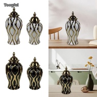 [Tooyful] Porcelain Ginger Jar Temple Jar Multipurpose Ceramic Ginger Jar Vase with Lid Flower Vase 