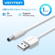 Vention USB to DC 5.5mm Charging Cable USB A Male to DC 3.5mm 5.5mm Jack 5V for Hub Mini Fan Table L