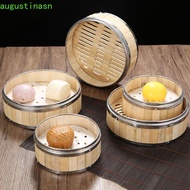 AUGUSTINASN Steamer Basket Bao Buns For Cooking Bamboo Lid Steam Basket Kitchen Gadget Chinese Steam