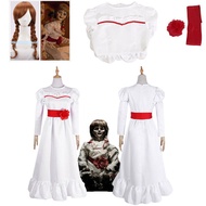 Ready Stock Plus Size Kids Girl Cosplay Costume Fancy Dress Annabelle Creation Halloween Horror Doll