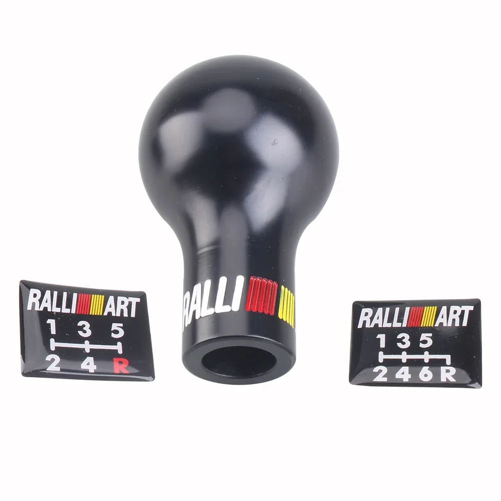 BHKEY RALLIART Universal 5/6 Speed Auto Aluminum Alloy Gear Shift Knob Black/White Car Manual Transm
