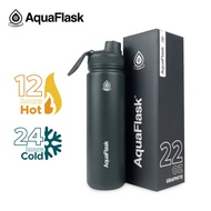 AquaFlask 22oz Graphite Wide Mouth with Spout Lid Vacuum Insulated Drinking Water Aqua Flask