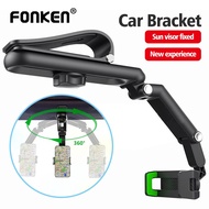 Fonken Sun Visor Car Phone Holder 1080° Rotate Stand Phone Clip for Car Rearview Mirror Phone Car GPS Holder