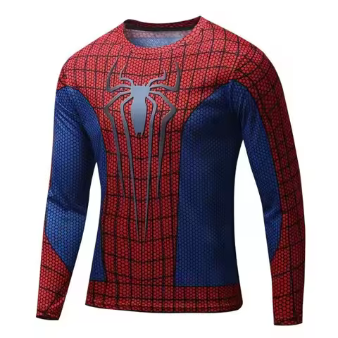 Marvel 3D Spider Man Captain America Printed Clothes Fitness Suit Sports Speed Drying Sleeves T-shir