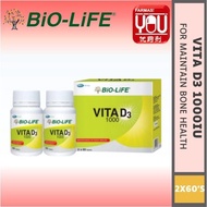 Bio-Life Vita D3 Vitamin D3 1000iU (60's x 2)