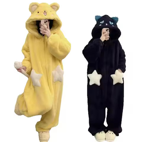 Cute Cardcaptor Sakura Kero Cosplay Hoodie Plush Pajamas Anime Halloween Costume Kigurumi Jumpsuit S